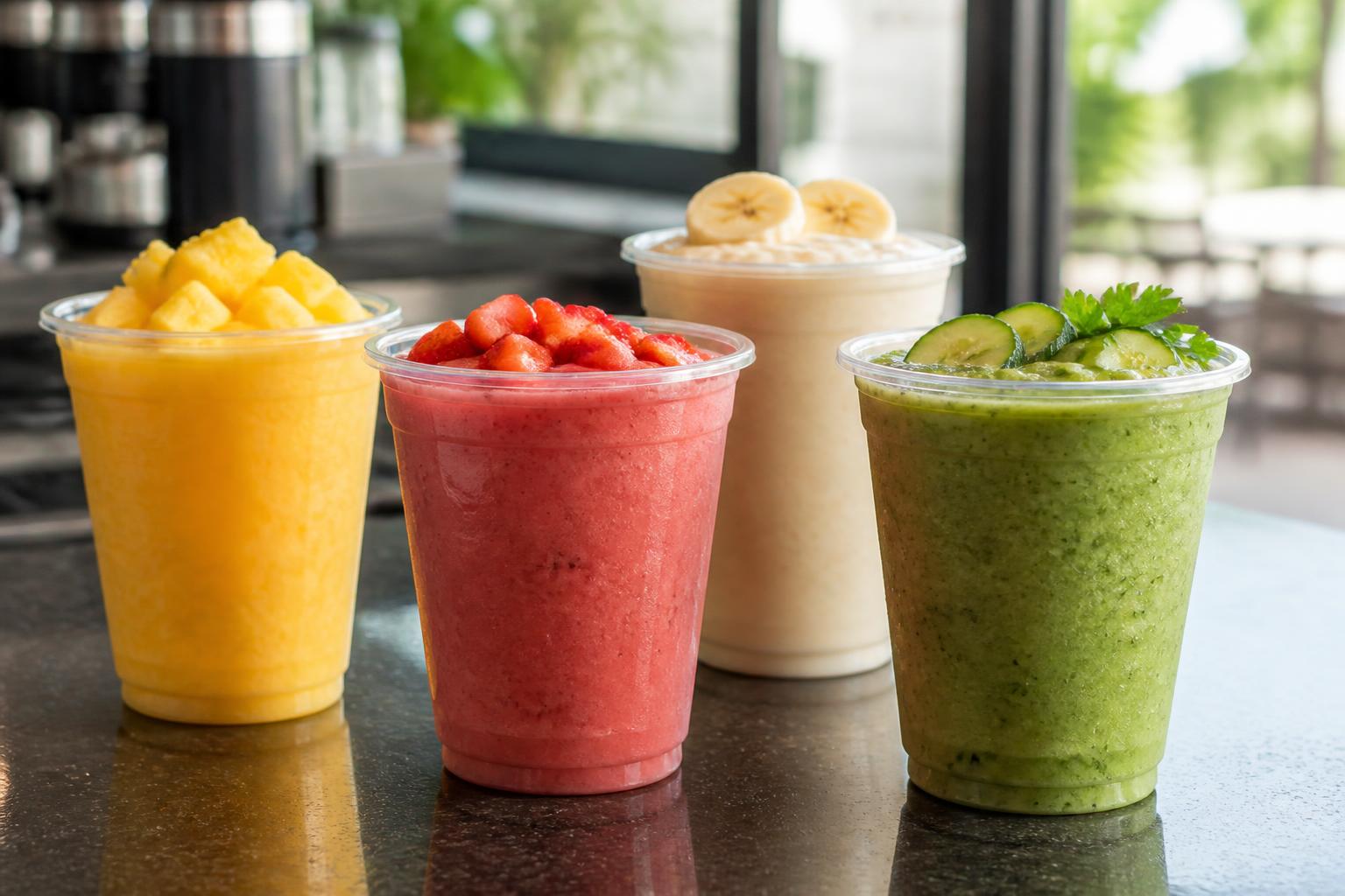Colourful tropical smoothies